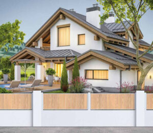 Clôture PVC bois cadre blanc